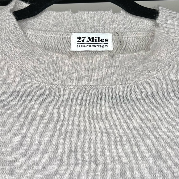 27 Miles Malibu Cashmere Star Patch Crewneck Lightly Distressed Sweater - Picture 8 of 14